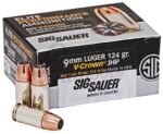 Sig Sauer Elite Performance Ammunition 9mm Luger 124 Grain V-Crown Jacketed Hollow Point