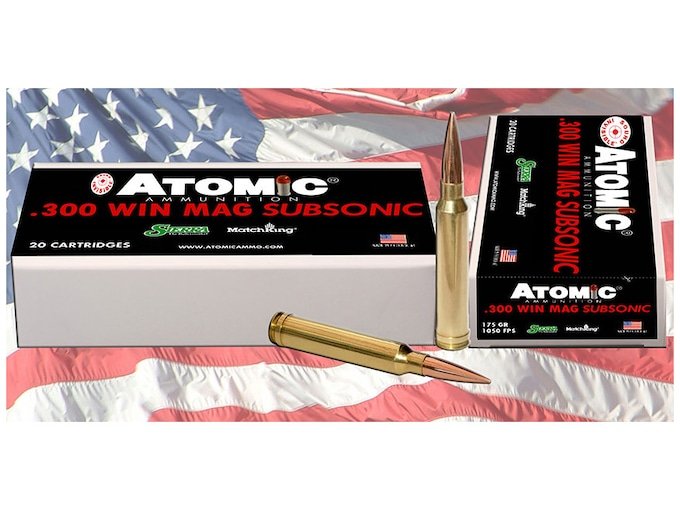 112176.jpg Atomic Ammunition 300 Winchester Magnum Subsonic 175 Grain Sierra MatchKing Hollow Point Boat Tail Box of 20 - Image 1