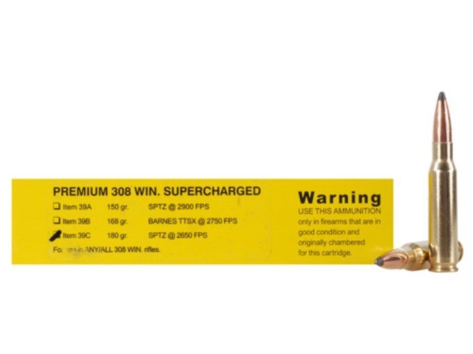 115296.jpg Buffalo Bore Ammunition Supercharged 308 Winchester 180 Grain Spitzer Flat Base Box of 20 - Image 1