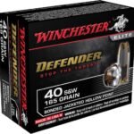 Winchester Defender Ammunition 40 S&W 165 Grain Bonded Jacketed Hollow Point Box of 20