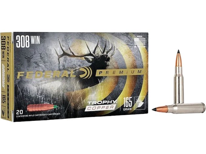 122603.jpg Federal Premium Meat Eater Ammunition 308 Winchester 165 Grain Trophy Copper Tipped Boat Tail Lead-Free Box of 20 - Image 1