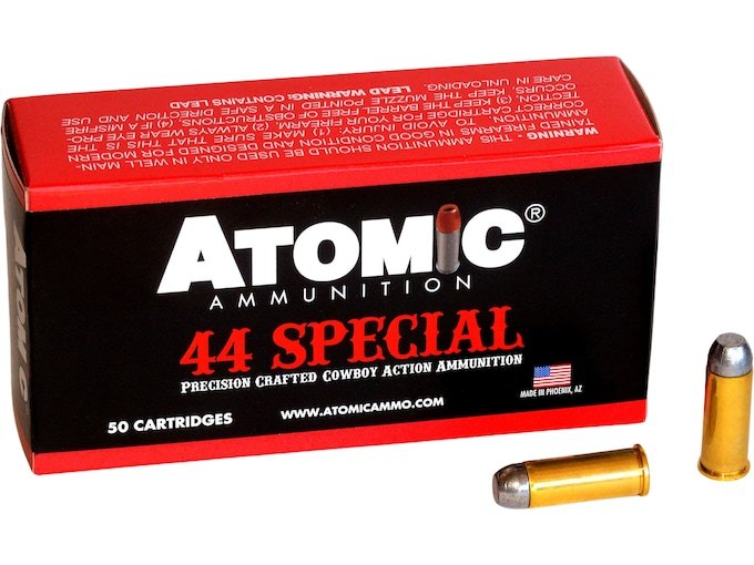 130625.jpg Atomic Cowboy Action Ammunition 44 Special 200 Grain Lead Round Nose Flat Point Box of 50 - Image 1