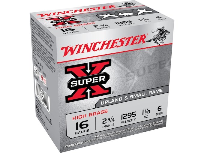 137416.jpg Winchester Super-X High Brass Ammunition 16 Gauge 2-3/4" 1-1/8 oz #6 Shot - Image 1