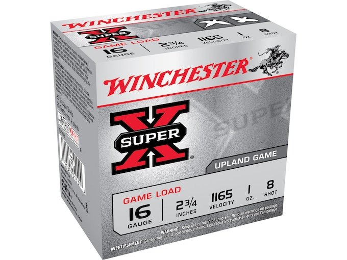 137465.jpg Winchester Super-X Game Loads Ammunition 16 Gauge 2-3/4" 1 oz #8 Shot Box of 25 - Image 1