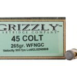 Grizzly Ammunition 45 Colt (Long Colt) 265 Grain Cast Performance Lead Wide Flat Nose Gas Check (950 fps) Box of 20