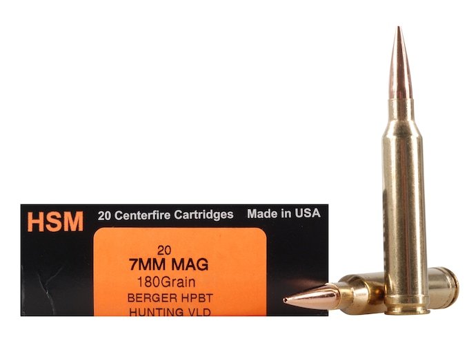 157076.jpg HSM Trophy Gold Ammunition 7mm Remington Magnum 180 Grain Berger Hunting VLD Hollow Point Boat Tail Box of 20 - Image 1