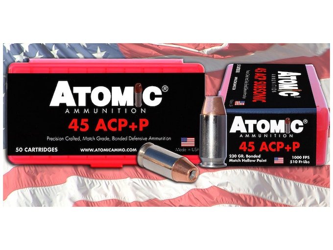 161617.jpg Atomic Ammunition 45 ACP +P 230 Grain Bonded Jacketed Hollow Point Box of 50 - Image 1