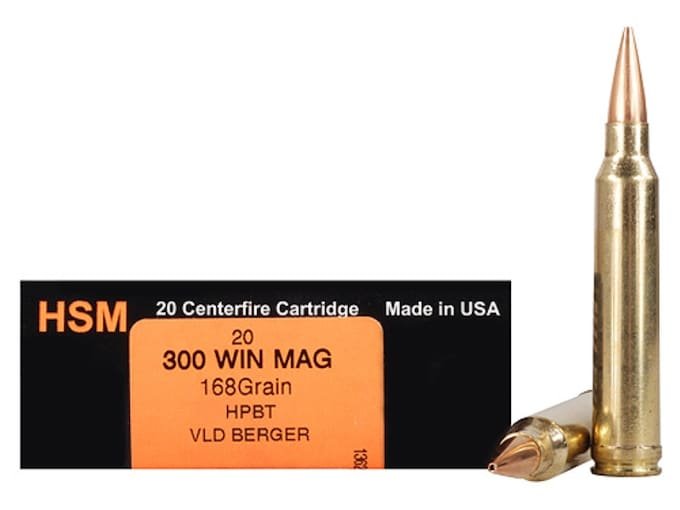 161934.jpg HSM Trophy Gold Ammunition 300 Winchester Magnum 168 Grain Berger Hunting VLD Hollow Point Boat Tail Box of 20 - Image 1