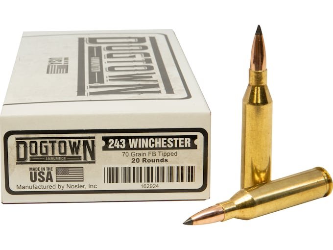 162924.jpg Dogtown Ammunition 243 Winchester 70 Grain Polymer Tip Flat Base - Image 1