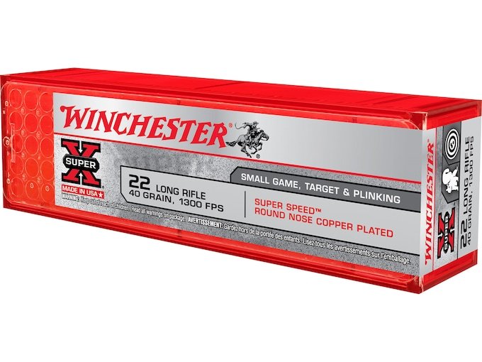 164045.jpg Winchester Super-X High Velocity Ammunition 22 Long Rifle 40 Grain Plated Lead Round Nose - Image 1