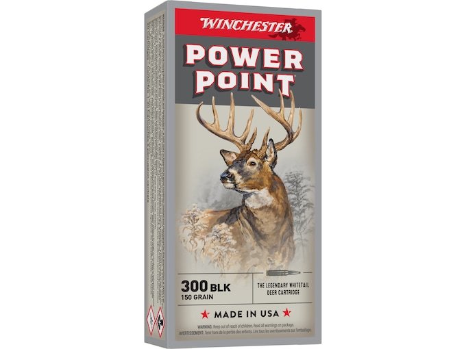 169306.jpg Winchester Power Point Ammunition 300 AAC Blackout 150 Grain Jacketed Soft Point Box of 20 - Image 1