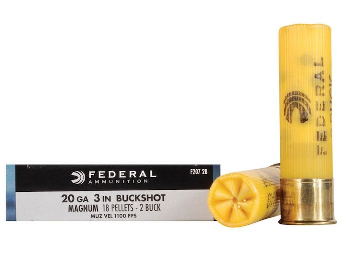 172224.jpg Federal Power-Shok Ammunition 20 Gauge 3" Buffered #2 Buckshot 18 Pellets - Image 1