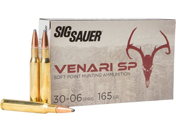 175517.jpg Sig Sauer Venari SP Ammunition 30-06 Springfield 165 Grain Jacketed Soft Point Box of 20 - Image 1