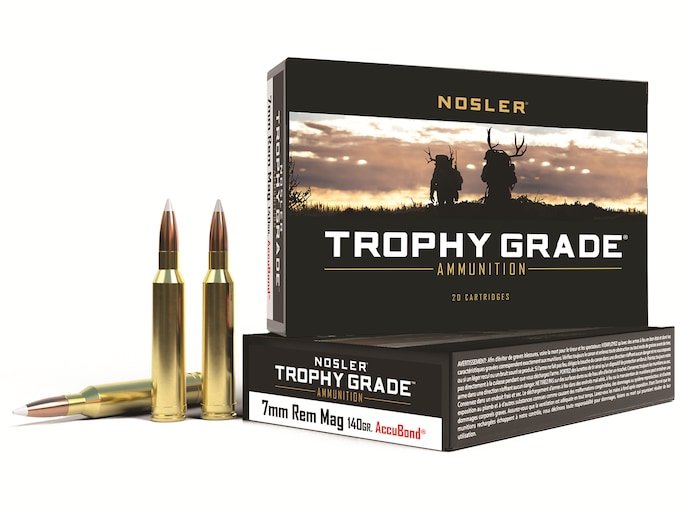 182375.jpg Nosler Trophy Grade Ammunition 7mm Remington Magnum 140 Grain AccuBond Spitzer Box of 20 - Image 1