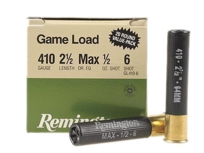 191233.jpg Remington Game Load Ammunition 410 Bore 2-1/2" 1/2 oz #6 Shot Box of 20 - Image 1