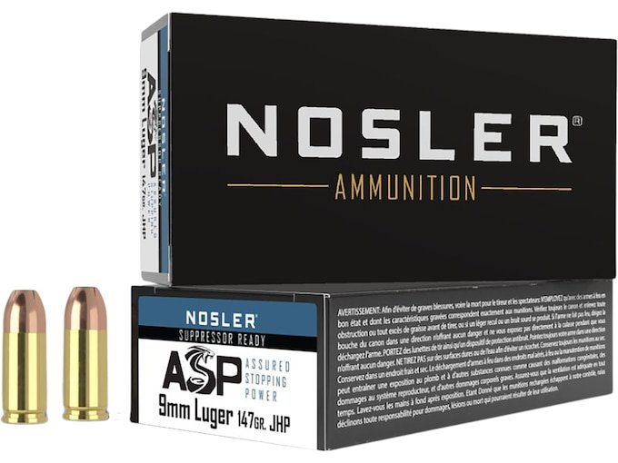 210987.jpg Nosler ASP Ammunition 9mm Luger 147 Grain Jacketed Hollow Point - Image 1