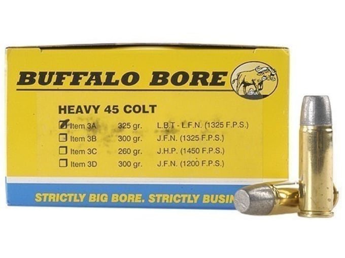 215849.jpg Buffalo Bore Ammunition 45 Colt (Long Colt) +P 325 Grain Lead Long Flat Nose - Image 1