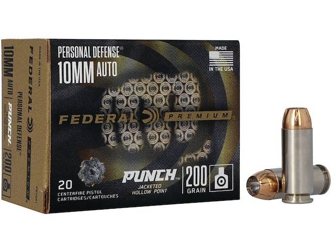 247543.jpg Federal Personal Defense Punch Ammunition 10mm Auto 200 Grain Jacketed Hollow Point Box of 20 - Image 1