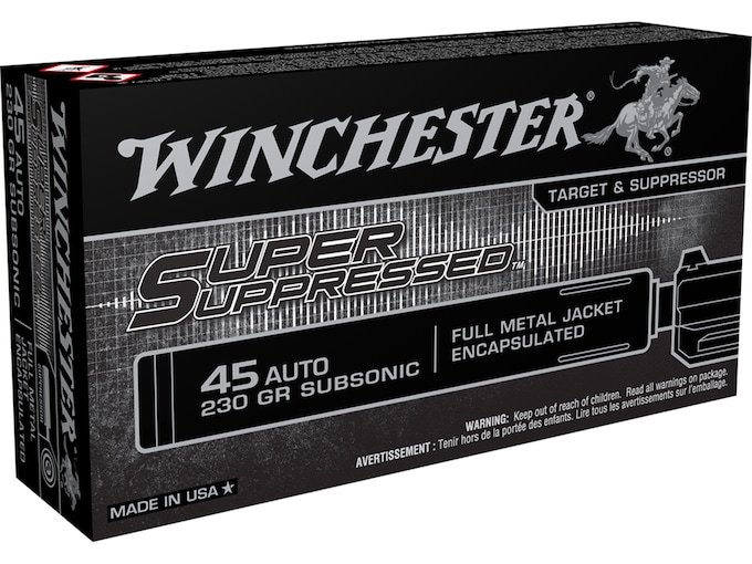 248671.jpg Winchester Super Suppressed Ammunition 45 ACP 230 Grain Full Metal Jacket - Image 1