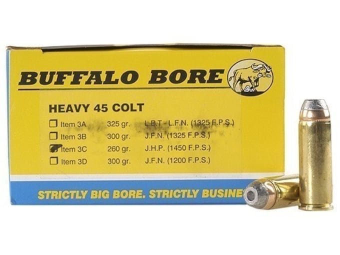 254680.jpg Buffalo Bore Ammunition 45 Colt (Long Colt) +P 260 Grain Jacketed Hollow Point - Image 1