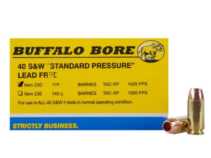277500.jpg Buffalo Bore Ammunition 40 S&W 125 Grain Barnes TAC-XP Hollow Point Lead-Free Box of 20 - Image 1