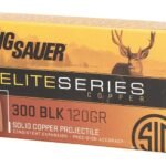 Sig Sauer Elite Performance Hunting HT Ammunition 300 AAC Blackout 120 Grain Solid Copper Lead-Free Expanding Box of 20