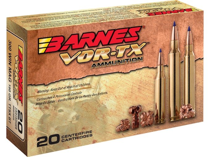 294822.jpg Barnes VOR-TX Ammunition 300 Winchester Magnum 180 Grain TTSX Polymer Tipped Spitzer Boat Tail Lead-Free Box of 20 - Image 1