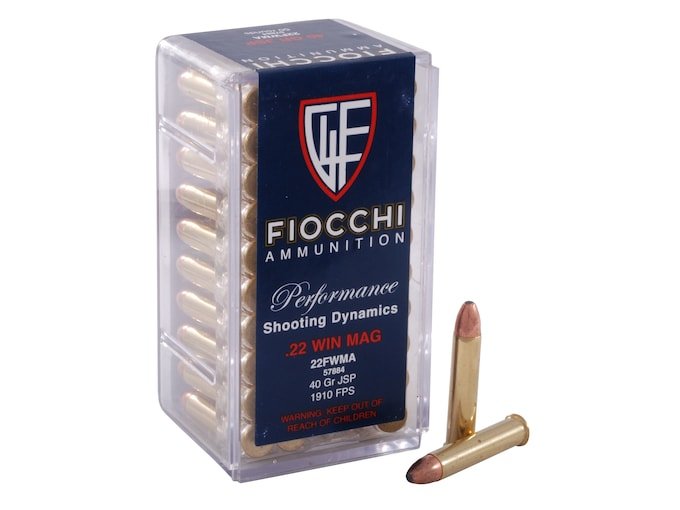 296235.jpg Fiocchi Field Dynamics Ammunition 22 Winchester Magnum Rimfire (WMR) 40 Grain Jacketed Soft Point - Image 1