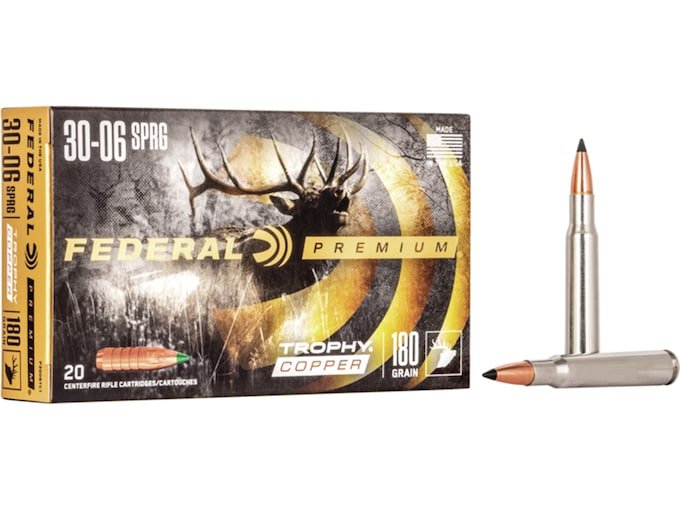 299514.jpg Federal Premium Ammunition 30-06 Springfield 180 Grain Trophy Copper Tipped Boat Tail Lead-Free Box of 20 - Image 1