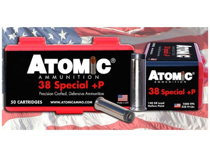 317751.jpg Atomic Ammunition 38 Special +P 148 Grain Lead Hollow Point Box of 50 - Image 1