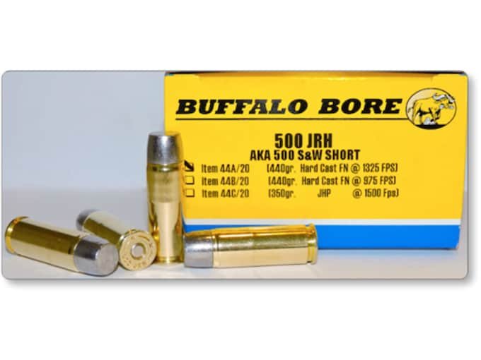 322804.jpg Buffalo Bore Ammunition 500 JRH (500 S&W Short) 440 Grain Hard Cast Lead Flat Nose Box of 20 - Image 1