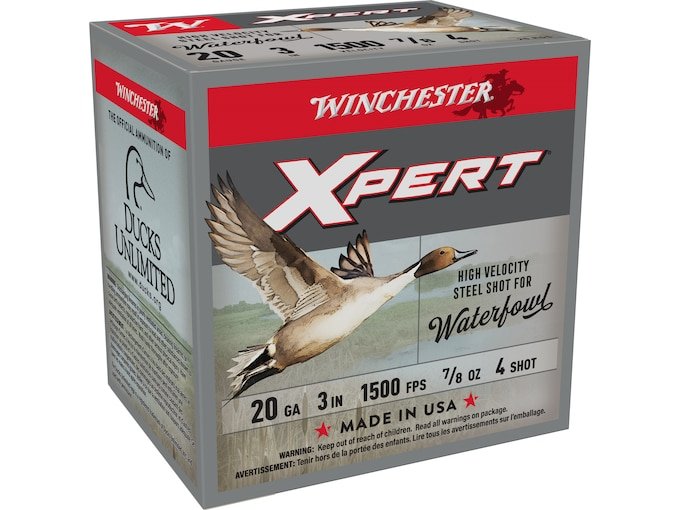 342528.jpg Winchester Xpert High Velocity Ammunition 20 Gauge 3" 7/8 oz #4 Non-Toxic Plated Steel Shot - Image 1