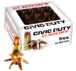 G2 Research Civic Duty Ammunition 9mm Luger 94 Grain Expanding Solid Copper Lead-Free Box of 20