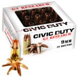G2 Research Civic Duty Ammunition 9mm Luger 94 Grain Expanding Solid Copper Lead-Free Box of 20
