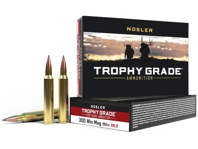 352461.jpg Nosler Trophy Grade Ammunition 300 Winchester Magnum 190 Grain AccuBond Long Range Box of 20 - Image 1