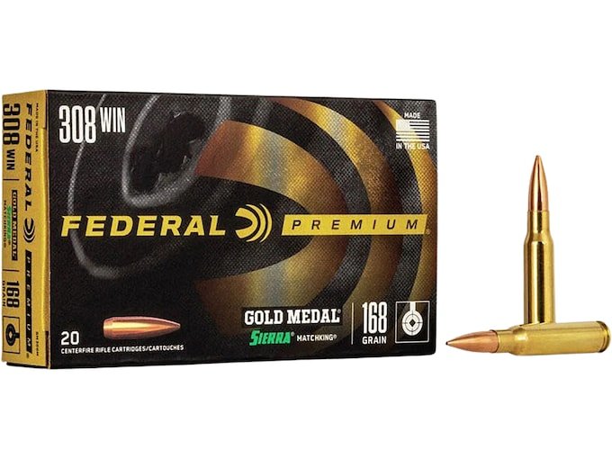 358610.jpg Federal Premium Gold Medal Ammunition 308 Winchester 168 Grain Sierra MatchKing Hollow Point Boat Tail - Image 1