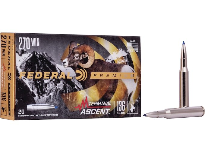 359570.jpg Federal Premium Terminal Ascent Ammunition 270 Winchester 136 Grain Polymer Tip Bonded Boat Tail - Image 1