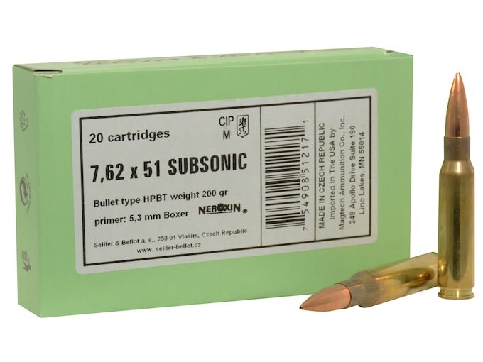 383219.jpg Sellier & Bellot Ammunition 308 Winchester Subsonic 200 Grain Sierra Matchking Hollow Point Boat Tail Box of 20 - Image 1