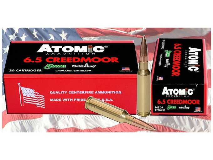 385253.jpg Atomic Ammunition 6.5 Creedmoor 142 Grain Sierra MatchKing Hollow Point Boat Tail Box of 20 - Image 1