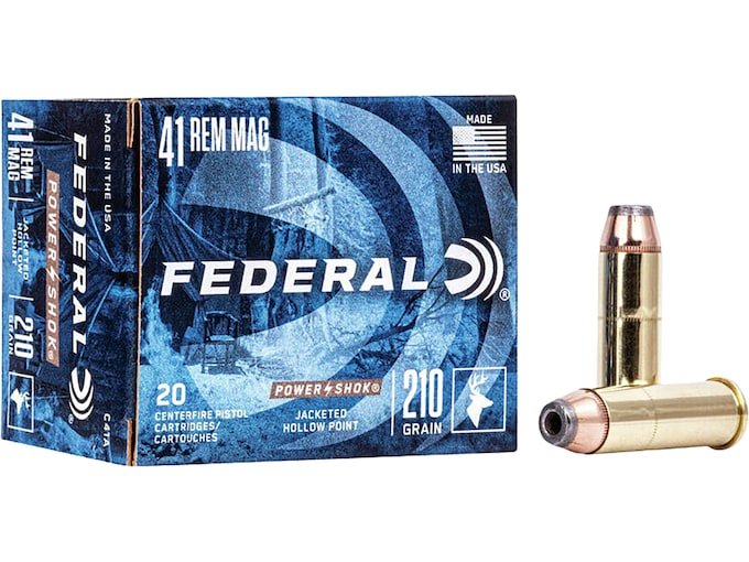 386913.jpg Federal Power-Shok Ammunition 41 Remington Magnum 210 Grain Jacketed Hollow Point Box of 20 - Image 1