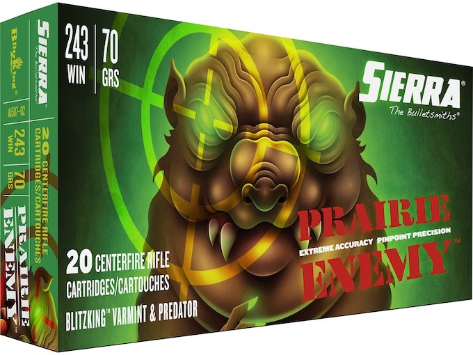 404355.jpg Sierra Prairie Enemy Ammunition 243 Winchester 70 Grain BlitzKing Polymer Tip Box of 20 - Image 1