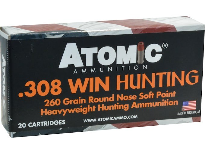 411704.jpg Atomic Hunting Ammunition 308 Winchester 260 Grain Expanding Round Nose Soft Point Box of 20 - Image 1