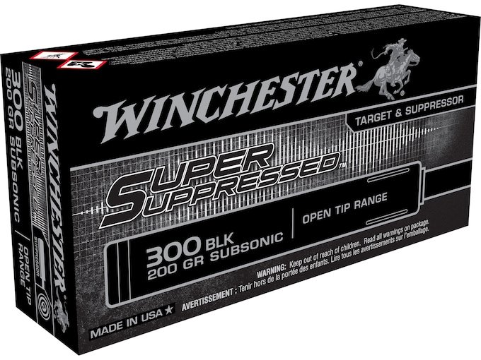 417076.jpg Winchester Super Suppressed Ammunition 300 AAC Blackout Subsonic 200 Grain Open Tip - Image 1