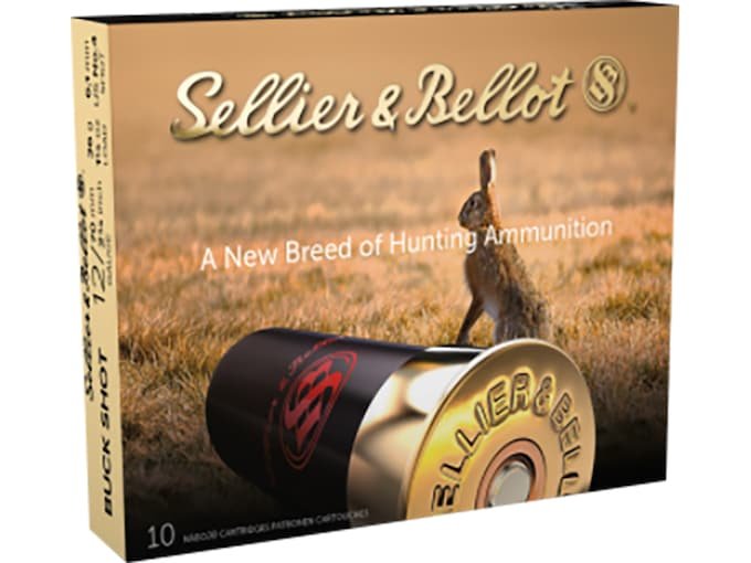 424562.jpg Sellier & Bellot Ammunition 12 Gauge 2-3/4" #4 Buckshot 27 Pellets - Image 1