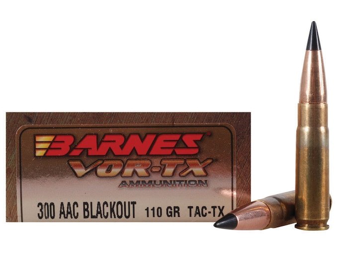 430384.jpg Barnes VOR-TX Ammunition 300 AAC Blackout 110 Grain TAC-TX Polymer Tipped Spitzer Flat Base Lead-Free Box of 20 - Image 1