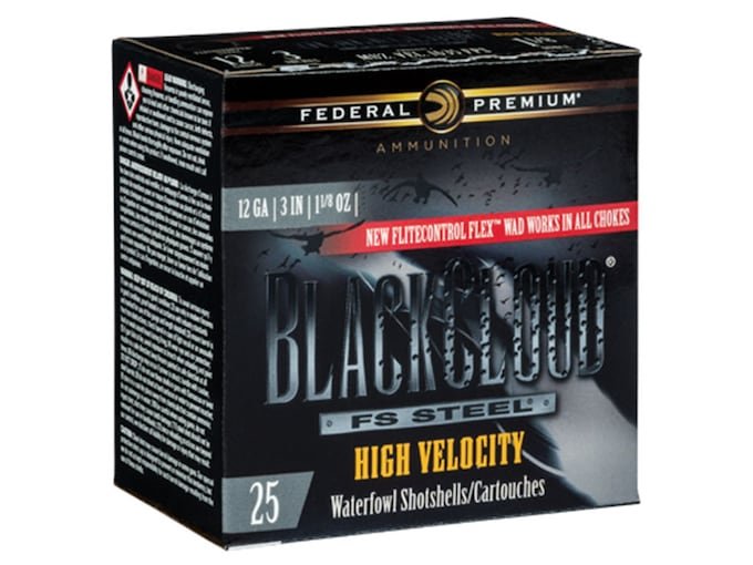 446216.jpg Federal Premium Black Cloud High Velocity Ammunition 12 Gauge 3" 1-1/8 oz Non-Toxic FlightStopper Steel Shot - Image 1