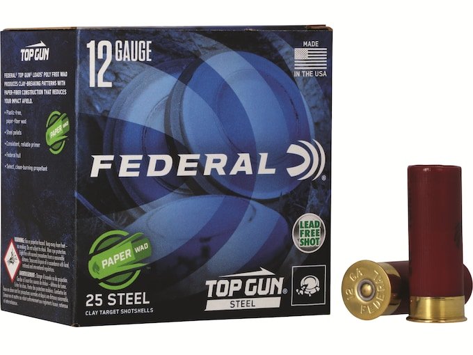 467865.jpg Federal Top Gun Ammunition 12 Gauge 2-3/4" 1 oz #7-1/2 Non-Toxic Steel Shot Paper Wad - Image 1