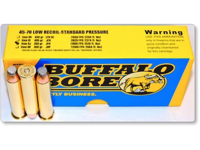 480937.jpg Buffalo Bore Ammunition 45-70 Government 350 Grain Jacketed Flat Nose Low Recoil Standard Pressure Full Power Box of 20 - Image 1