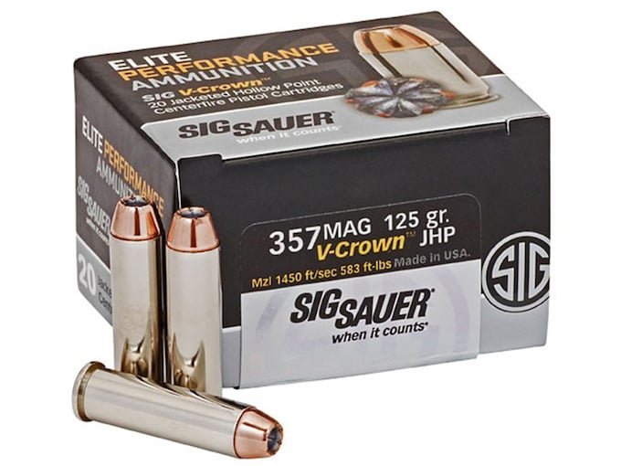 489520.jpg Sig Sauer Elite Performance Ammunition 357 Magnum 125 Grain V-Crown Jacketed Hollow Point Box of 20 - Image 1