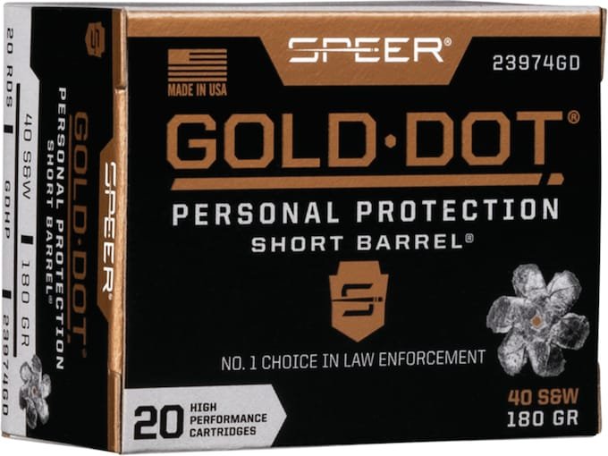 494967.jpg Speer Gold Dot Short Barrel Ammunition 40 S&W 180 Grain Jacketed Hollow Point Box of 20 - Image 1